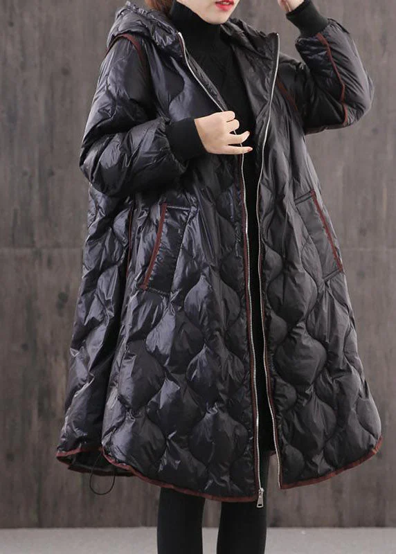 Lazy Home Fitted Black Hooded zippered Fine Cotton Filled Winter parkas
