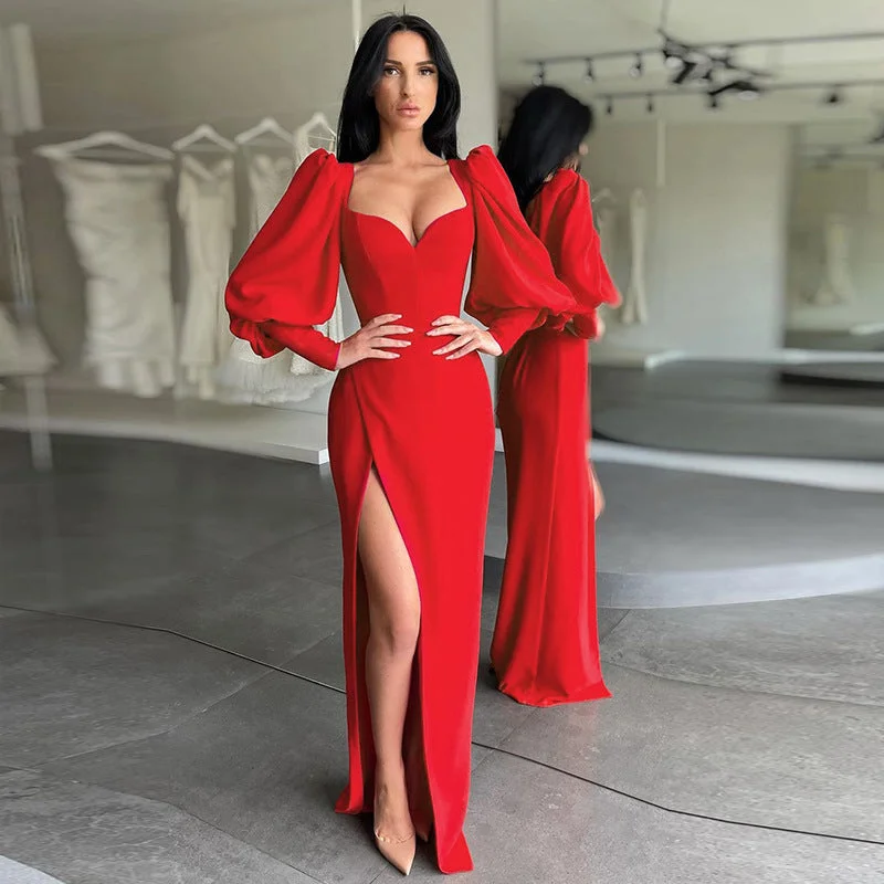 Fashionable Prints Sexy High Waist Long Evening Dresses