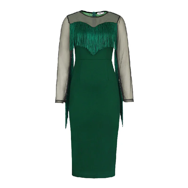 Integrated Design Sexy See Through Green Tight Women Party Dresses