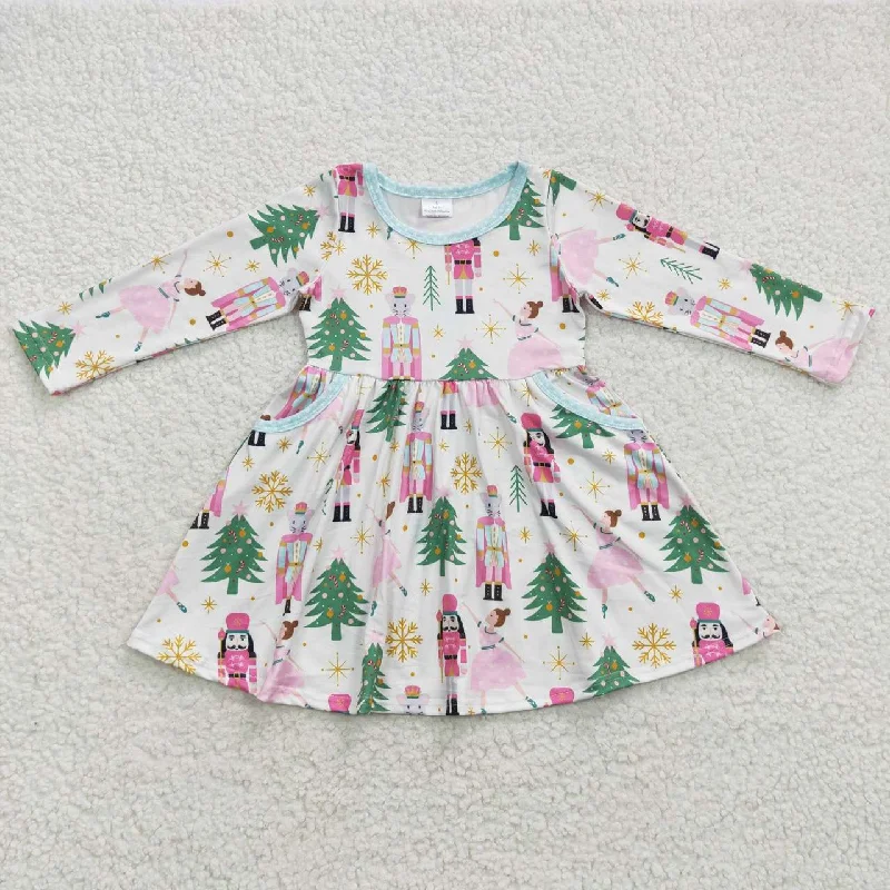 Personalized Wear Girl christmas princess & soldier long sleeve dress GLD0245