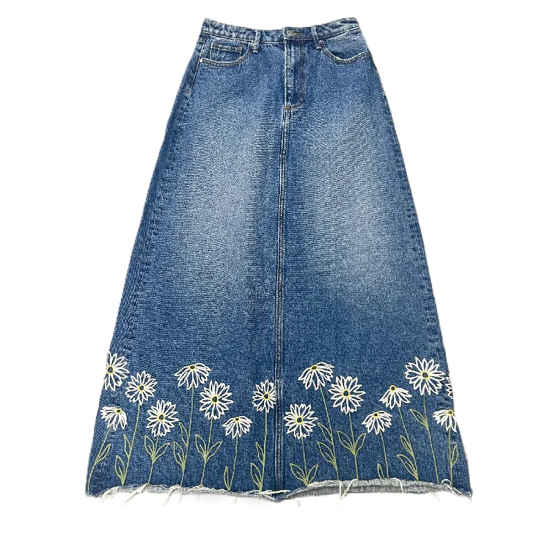 European Plan Skirt Maxi By Driftwood In Blue Denim, Size: S
