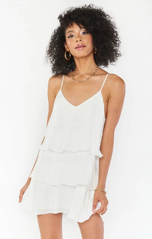 High Street Fashion Suarez Ruffle Dress ~ Snow Cheetah Silky