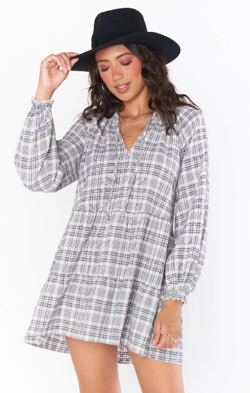 Exquisite Design Birdie Mini Dress ~ Windowpane Plaid