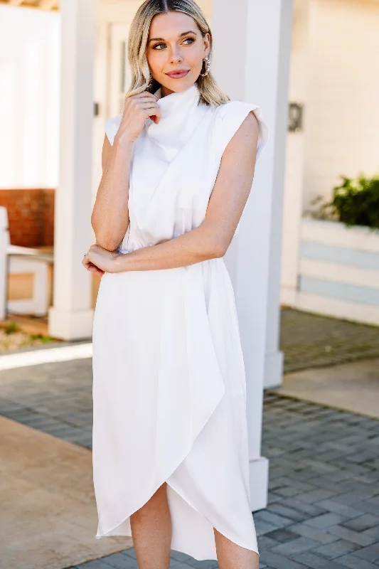 Refreshing Design All Eyes On You Off White Satin Midi Dress