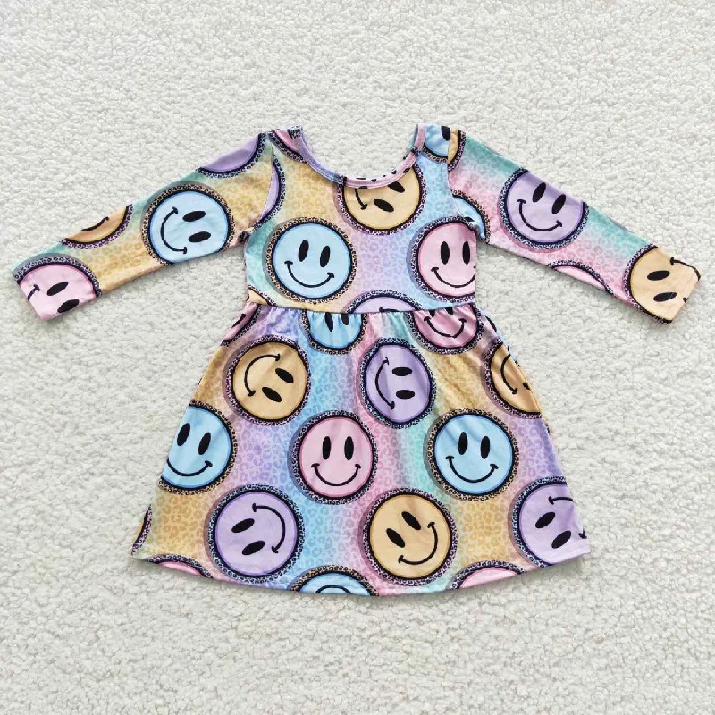Personalized Series smile face long sleeve dress GLD0200