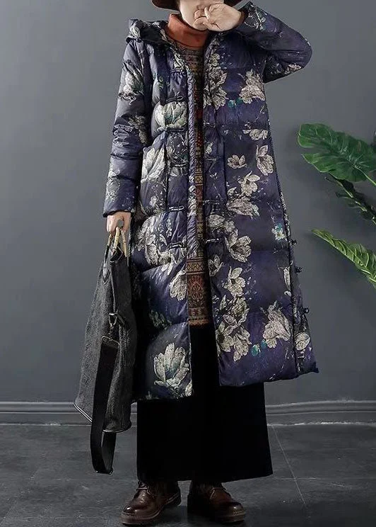 Street Charm Fitted Purple Pockets thick Duck Down Winter down coat