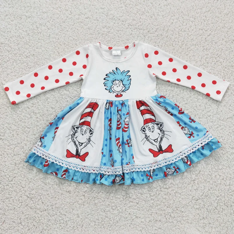 Tropical Style Cartoon reading patchwork Dresses