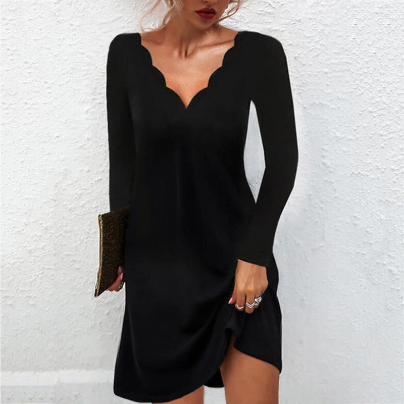 High Street Style DressBetty - V-neck Evening Night Party Clubwear Mini Dress
