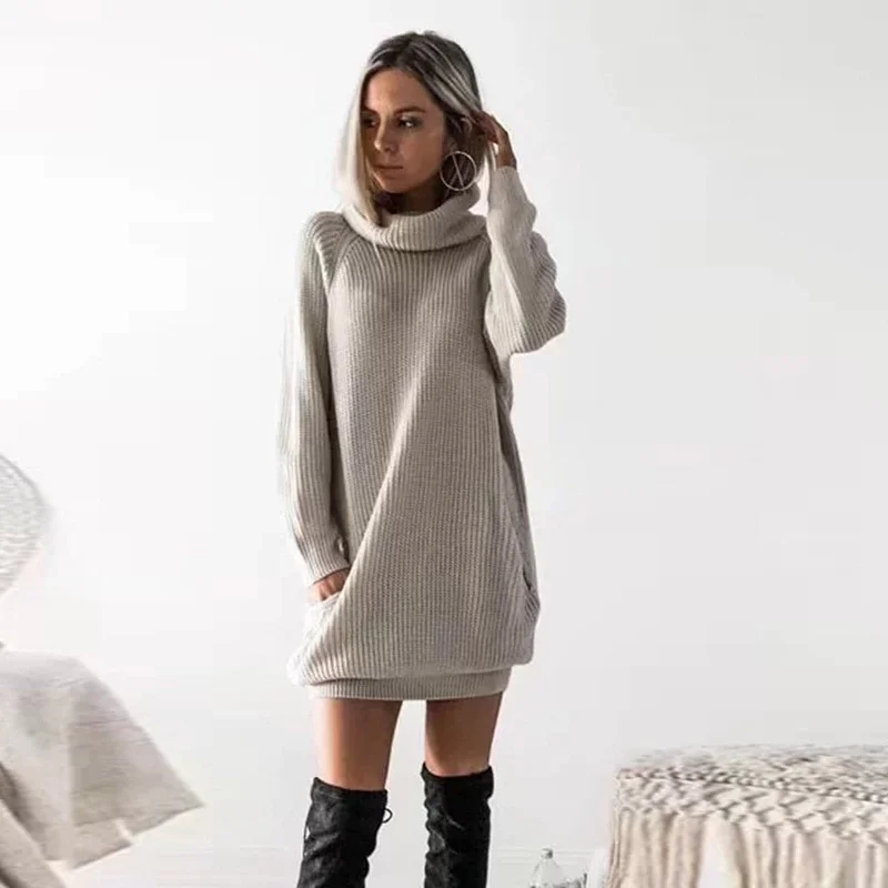 Comfortable Mind DressBetty - Womens Turtleneck Knitted Dress