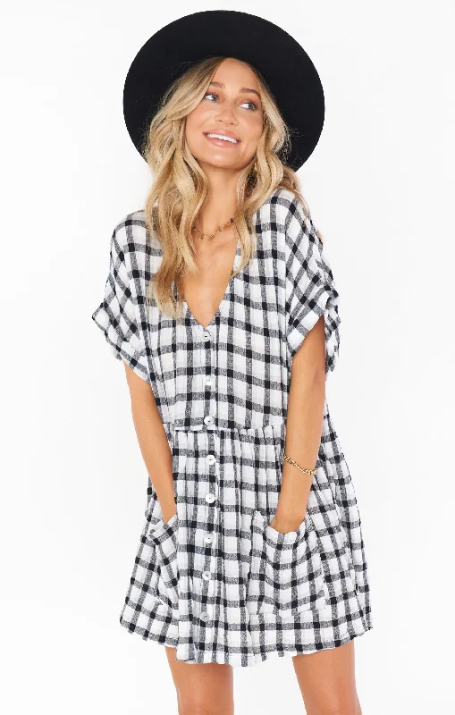 New Products Odessa Dress ~ Check Me Black