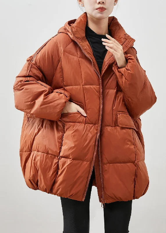 Urban Style Fitted Orange Oversized Duck Down Puffer Jacket Winter