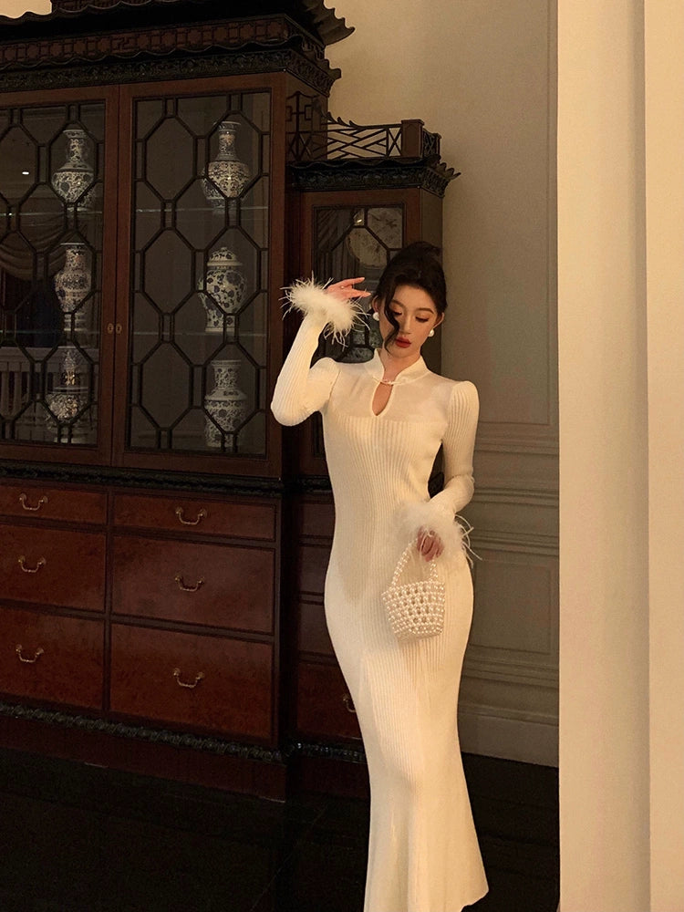 Comfortable And Versatile Knitted dress women winter new gentle style party dress      S5678