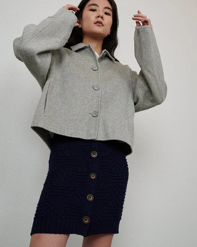 French Style Ventė: Midnight Blue Merino Mini Skirt