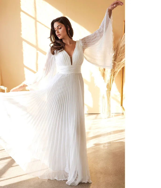 Youthful Street Fashion Cinderella Divine  White Pleated Bridal Dress