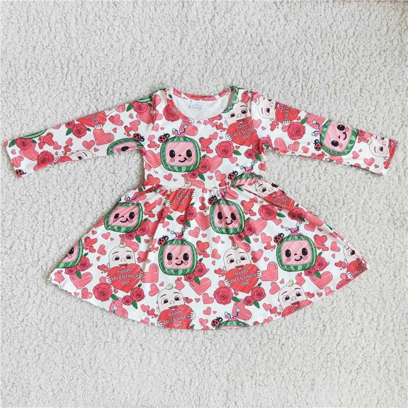 Luxury Style 6 B12-30 girls cartoon red long sleeve dress-promotion 2023.12.2