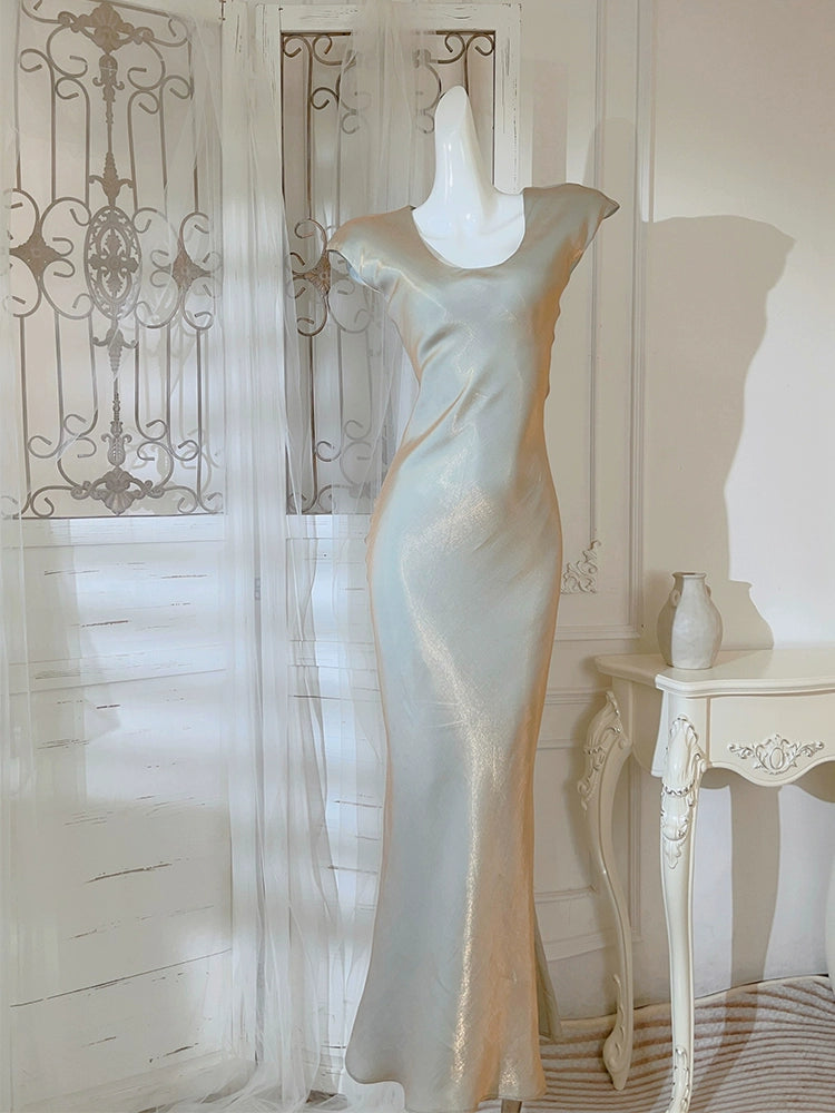 High-end Fashion Long simple party dress V-neck mermaid dress   S6051