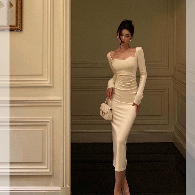 Exquisite Tailoring long-sleeved dress for women new design party dress    S5529