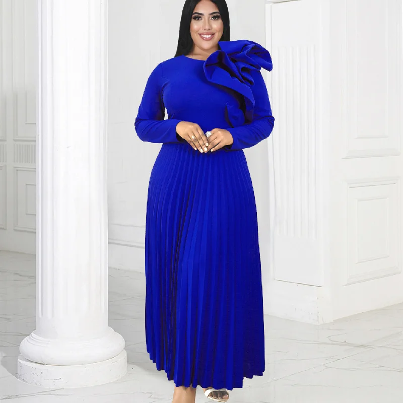 Eye-catching Personality 3D Design Long Sleeves Blue Party Dresses