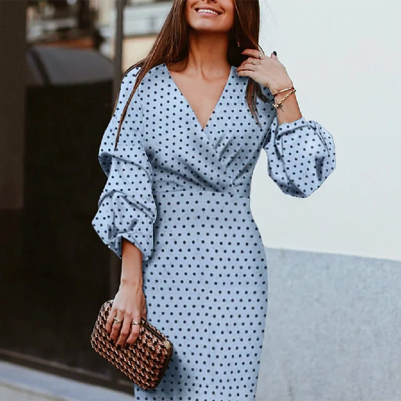 Sports Trend DressBetty - Women Vintage Dot Print Slim Party Dress