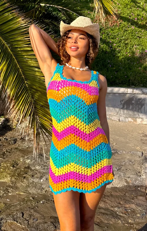 Exquisite Fabrics Tara Coverup Dress ~ Sea Breeze Crochet
