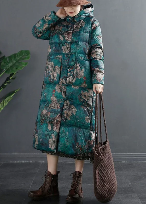 European And American Style Green side open Duck Down Down Coat Winter