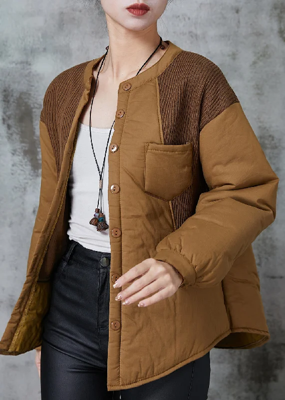 Youthful Vitality Khaki Patchwork Thick Fine Cotton Filled Women Witner Coats