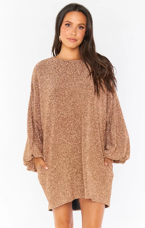 End Of The Year Sure Thing Mini Dress ~ Gold Shimmy Shine