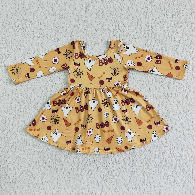 Fashionable And Fashionable halloween girl long sleeve o-neck twirl dress