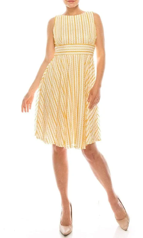 Urban Style Gabby Skye - 18852M Sleeveless Crochet Stripe A-Line Dress