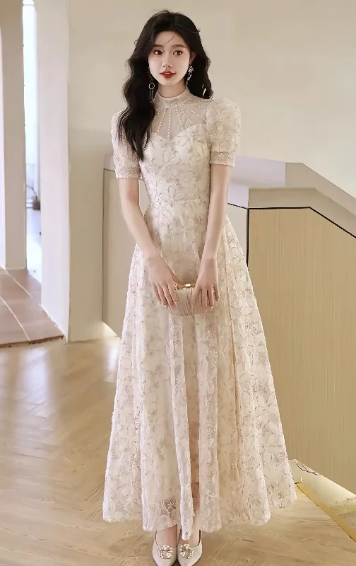 Comfortable Fashion Lace Long Dress Women's Princess Sleeved Square Neck Elegant Evening Dresses S5440 Comfortable Fashion Lace Long Dress Women's Princess Sleeved Square Neck Elegant Evening Dresses S5440