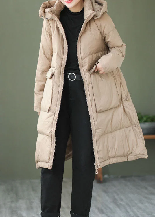 Must-have For Fashion Khaki Casual Duck Down Down Jacket Hooded Winter