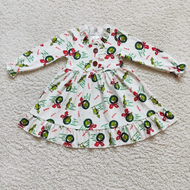 Stretch Design 6 A13-18 baby girl Xmas Cartoon Dress-promotion 2023.10.30