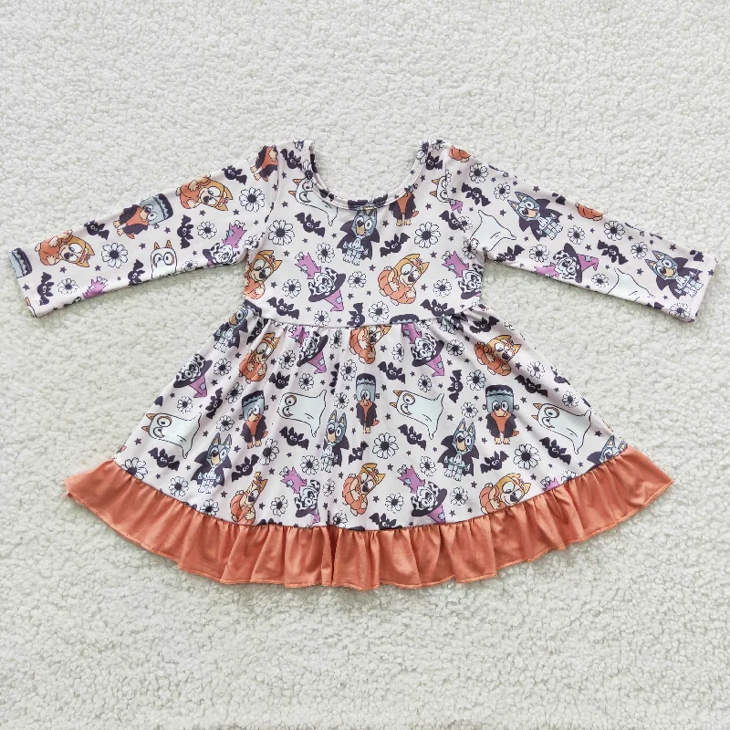 Tropical Style girls cute bluey cartoon dress GLD0216