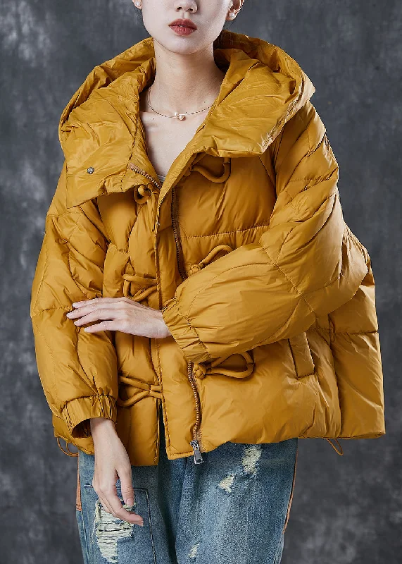 Personalized Design Yellow Warm Duck Down Down Coat Chinese Button Winter