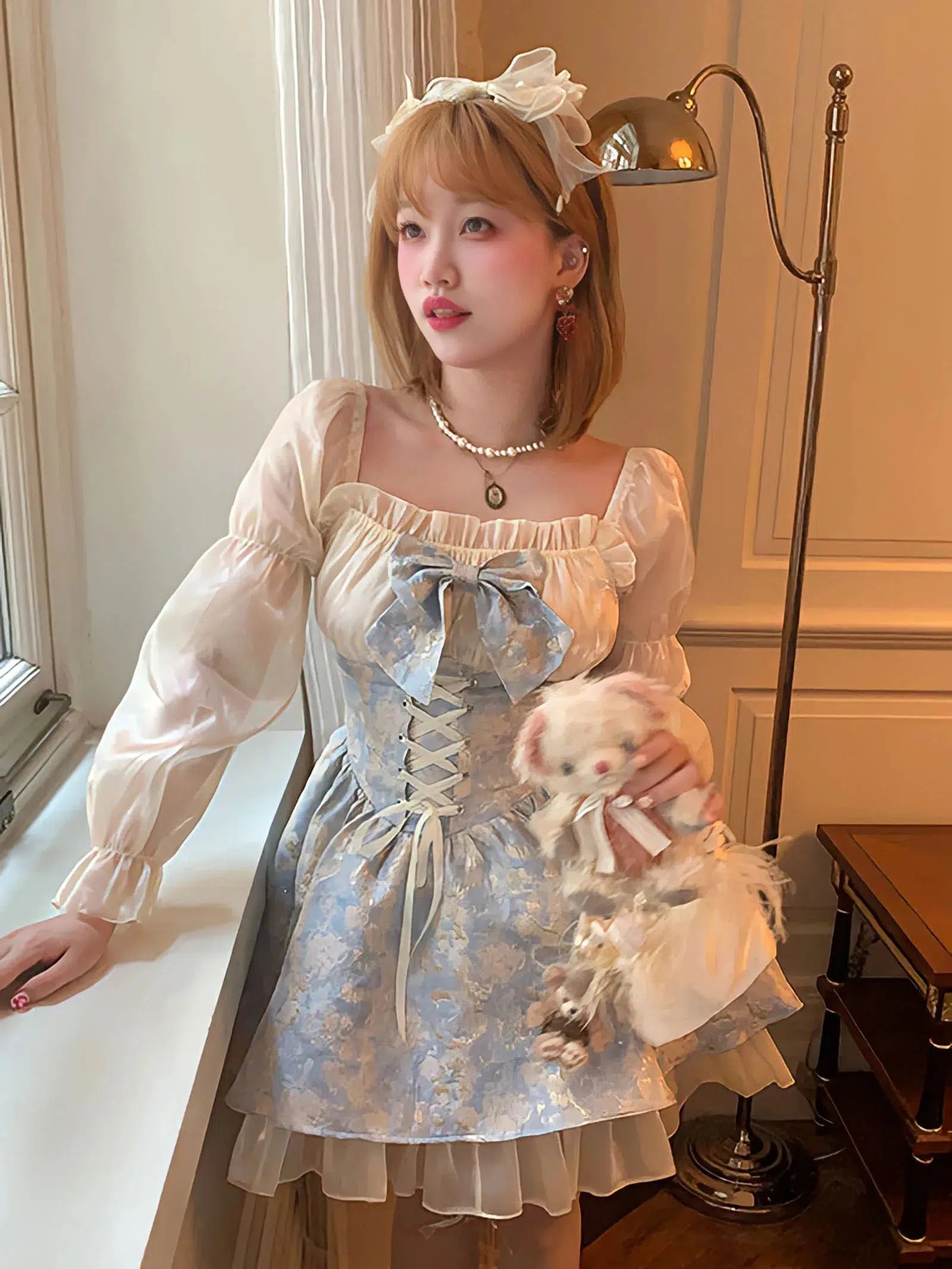 High-end Customization Coquette Bow Princess Mini Dress