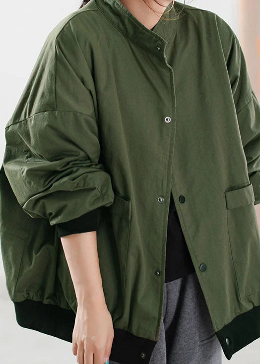 High-end Customization Loose Green Button Warm Fleece Coats Winter