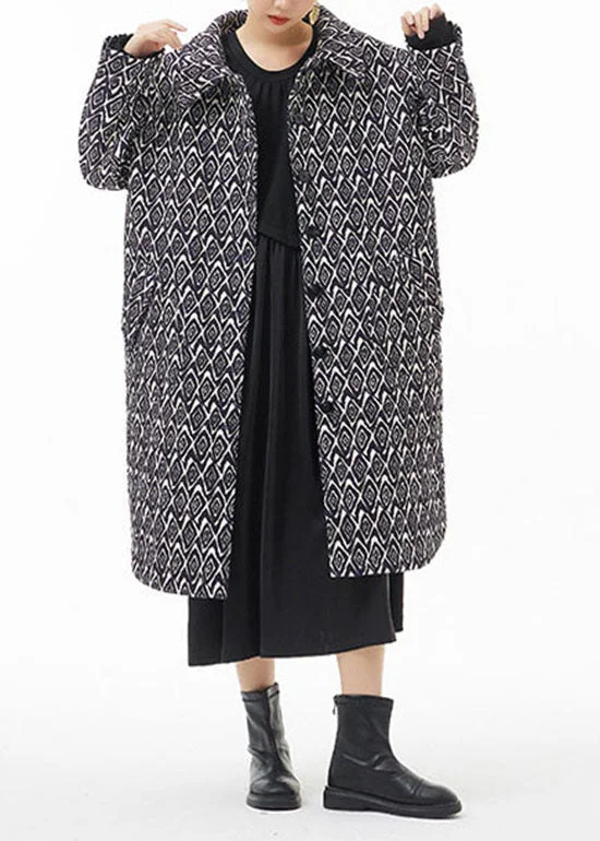 Printed Patterns Fashion Black side open Peter Pan Collar Print Fine Cotton Filled coats Winter Printed Patterns Fashion Black side open Peter Pan Collar Print Fine Cotton Filled coats Winter