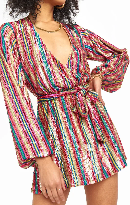 Personalized Series Wear Me Out Dress ~ Disco Rainbow Stripe