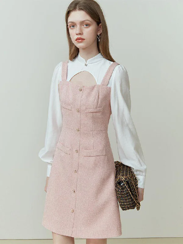 Breathable Design Soft Girl Mini Dress With Shirt Sleeve