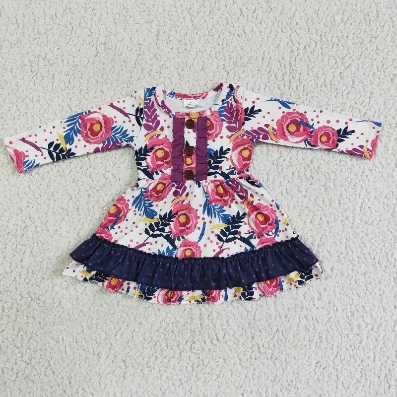 Advanced Customization 6 A28-14 girl long sleeve flowers pattern twirl dress for spring Advanced Customization 6 A28-14 girl long sleeve flowers pattern twirl dress for spring