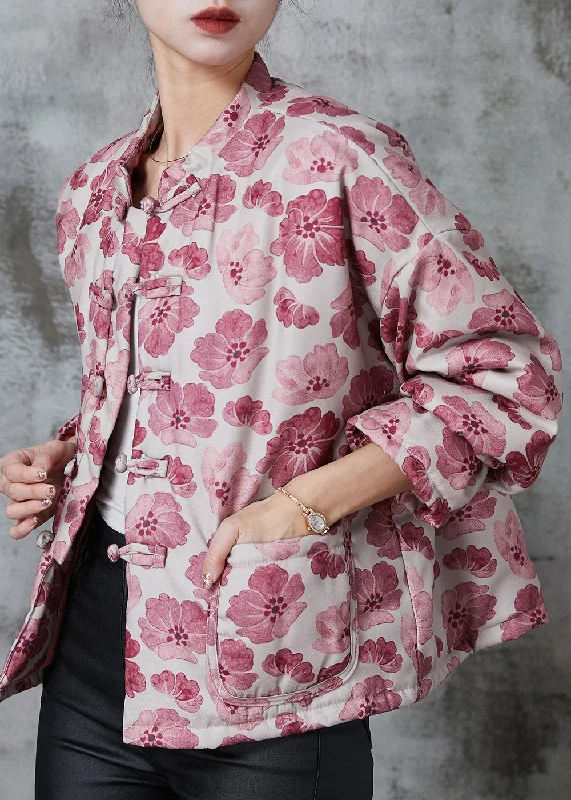 High Street Design Vintage Pink Print Fine Cotton Filled Oriental Coats Spring