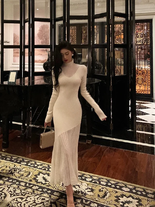 Comfortable Mind Knitted dress new style long skirt     S5474