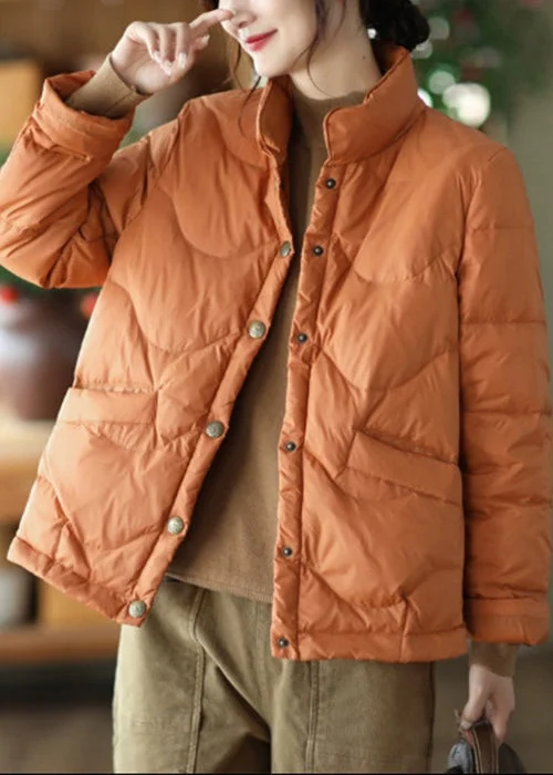 New Season Series Plus Size Orange Stand Collar Pockets Fine Cotton Filled Parkas Winter New Season Series Plus Size Orange Stand Collar Pockets Fine Cotton Filled Parkas Winter