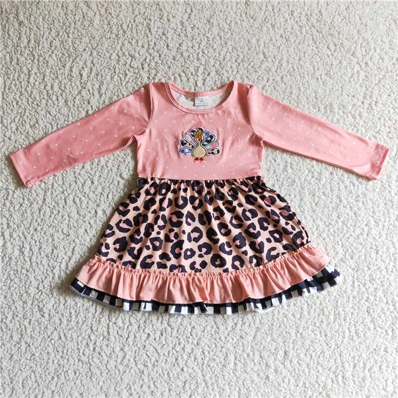 Personalized Wear turkey embroidered leopard patchwork dress GLD0095