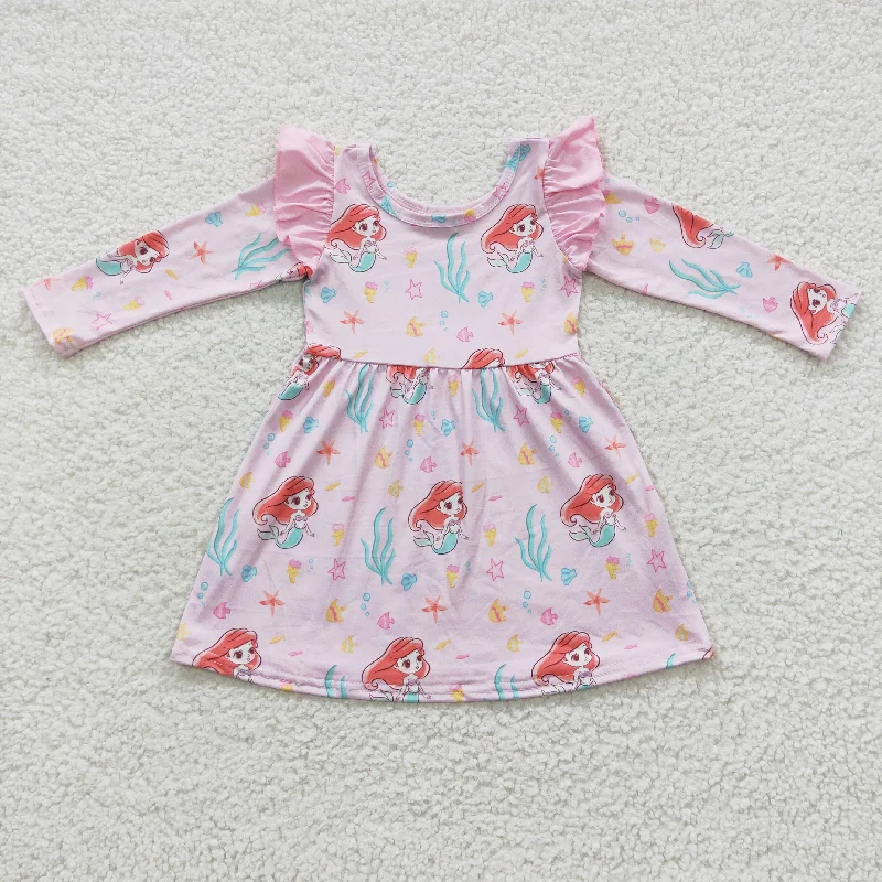 Exclusive Customization Cartoon princess pink floral ruffle lace long sleeve dress GLD0251 Exclusive Customization Cartoon princess pink floral ruffle lace long sleeve dress GLD0251