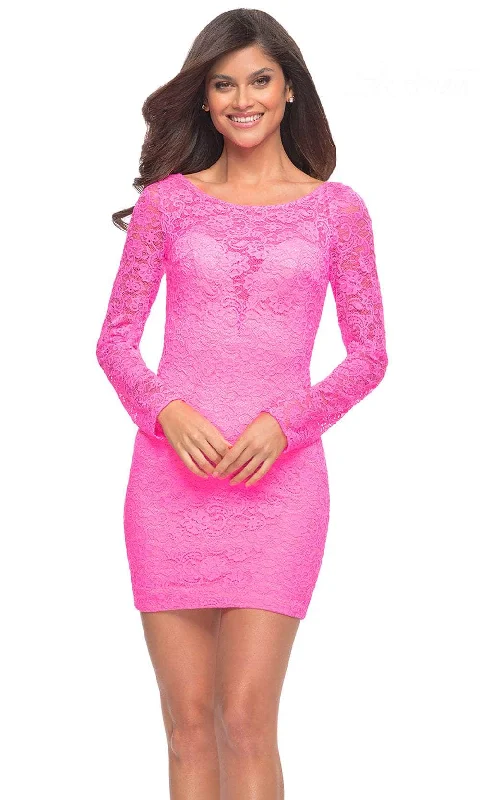 Lively And Youthful La Femme 30354 - Long Sleeve Lace Cocktail Dress
