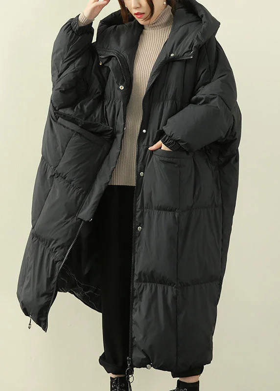 Urban Sense Beautiful Black Hooded Casual Duck Down Down Coat Winter