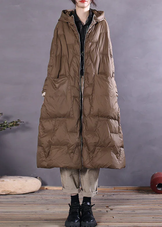 Personalized Clothing Women Khaki Zip Up fashion Duck Down coat Winter