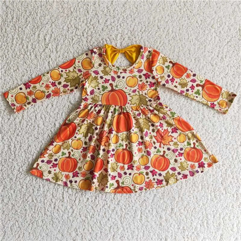 Luxury And Elegant kids pumpkin floral autumn Dress GLD0055