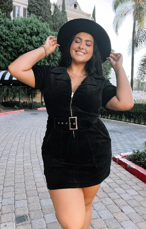 Classic Style Outlaw Dress ~ Black Corduroy